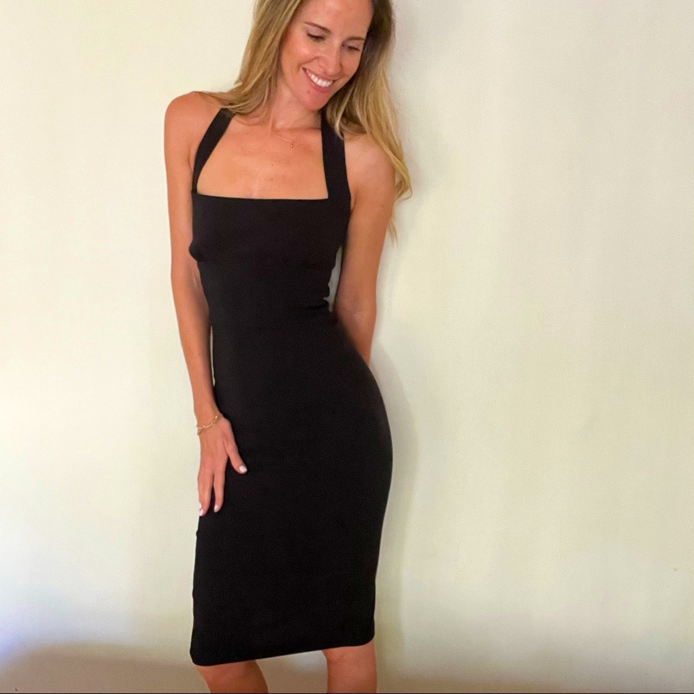 Black halter neck dress